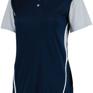 Ladies Performance Two-Button Color Block Jersey